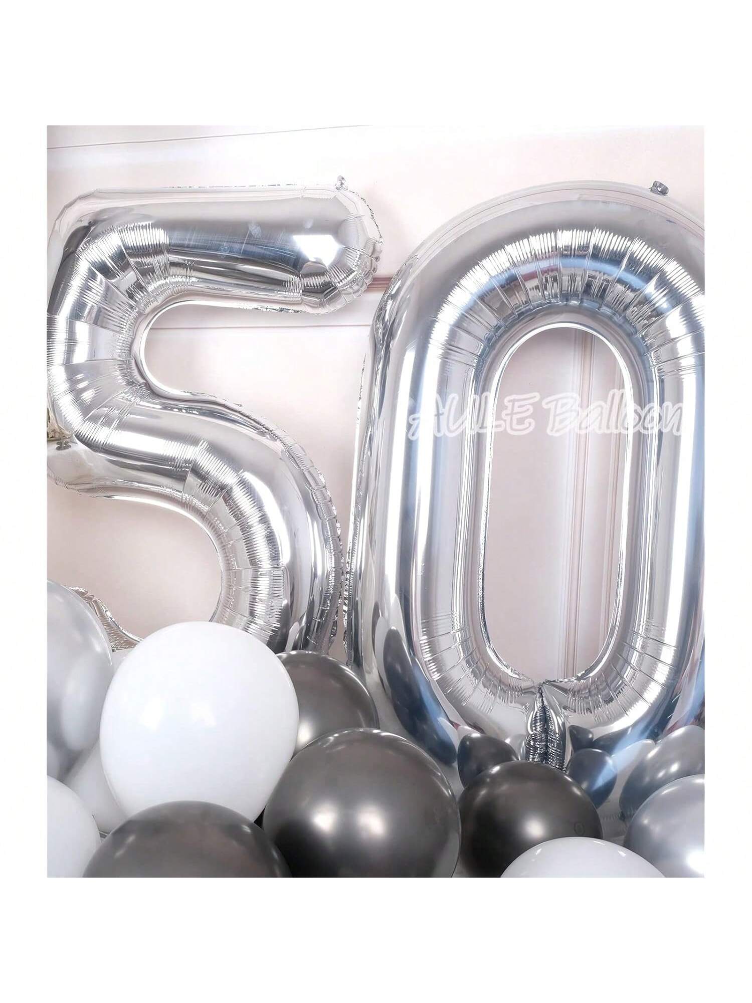 40 Inch Silver Number Balloon for 50th Birthday & Anniversary Party