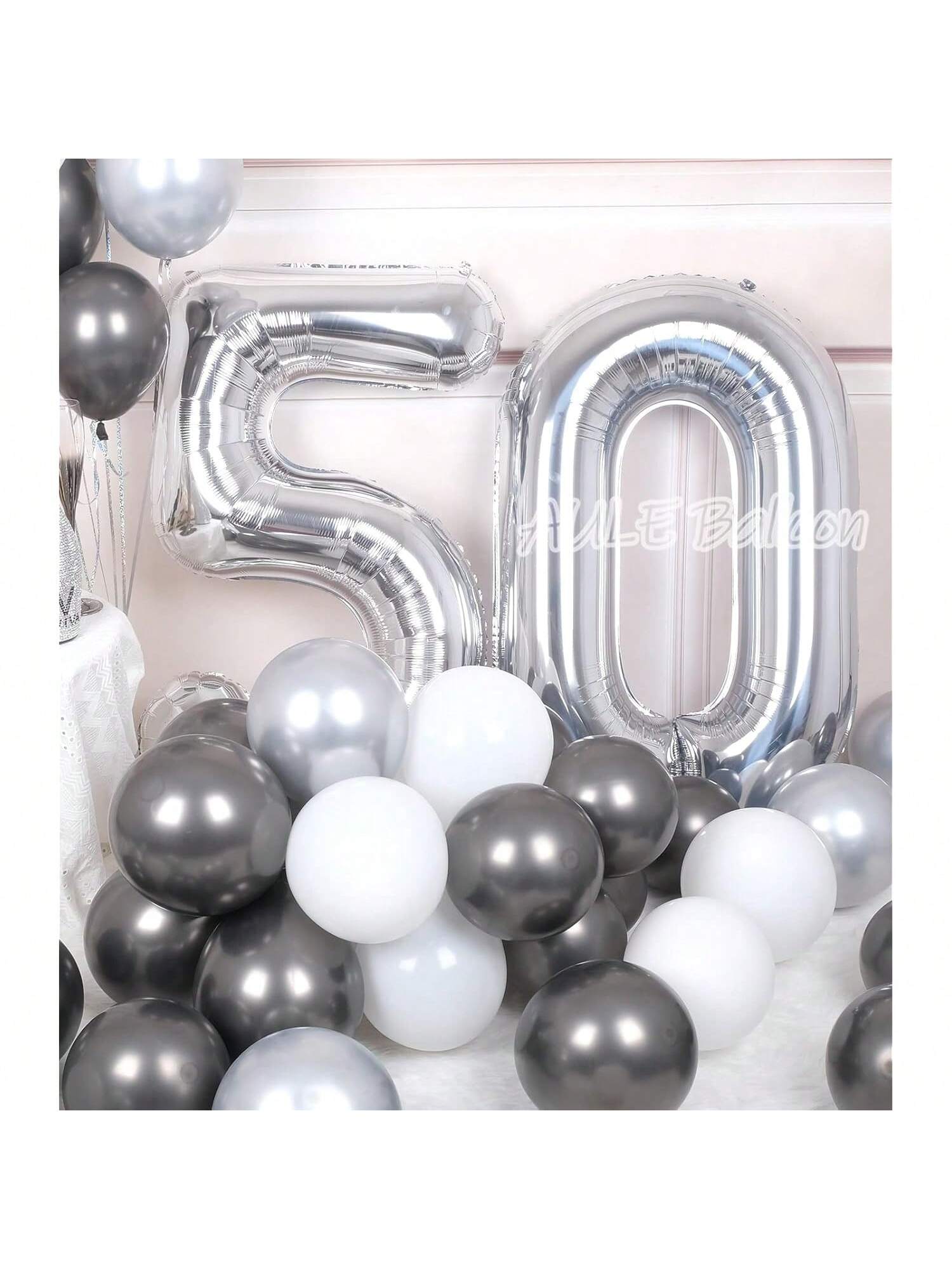 40 Inch Silver Number Balloon for 50th Birthday & Anniversary Party