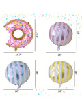 6-Piece Large Donut Foil Balloons for Birthday or Wedding Decorations