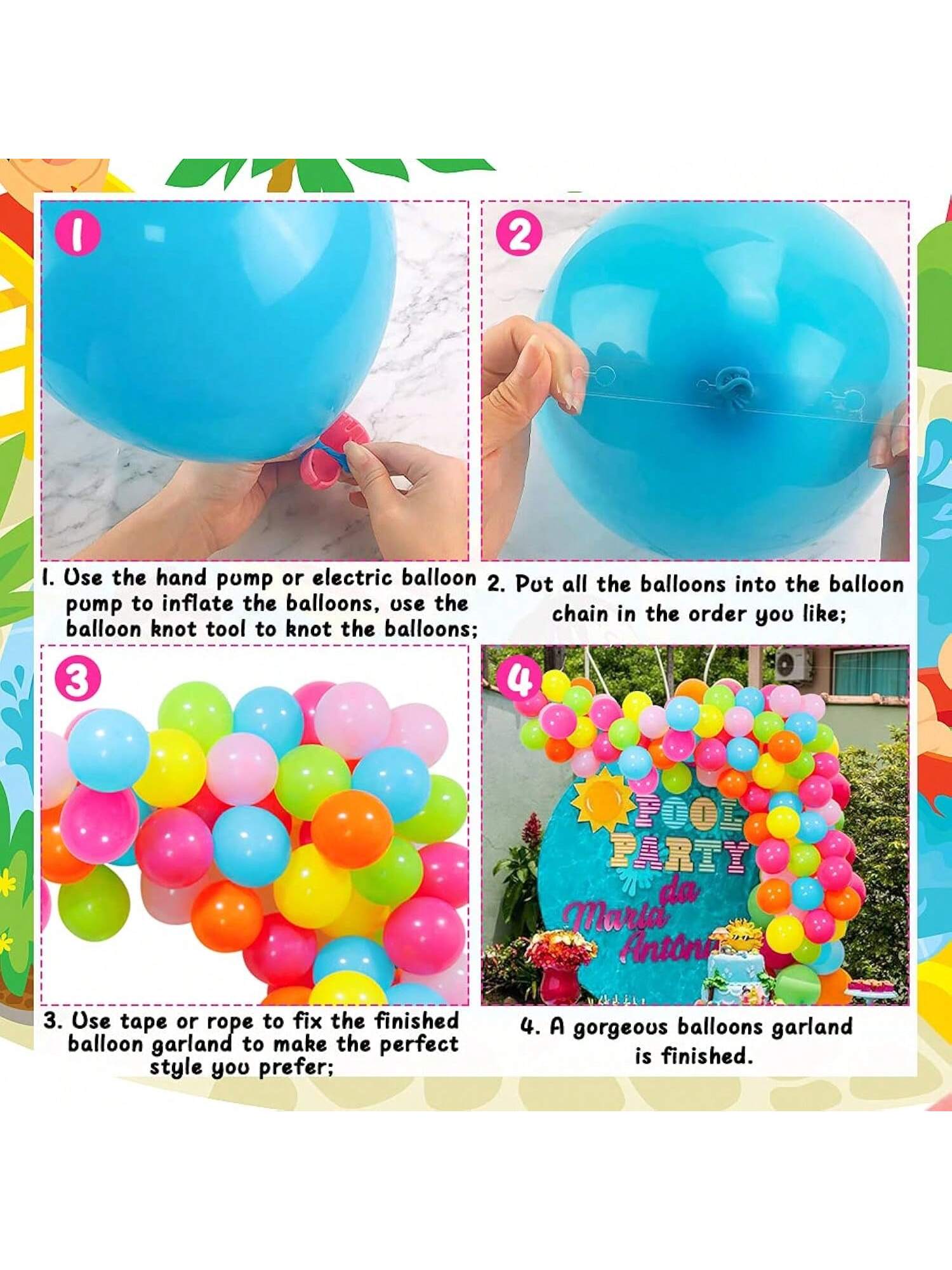 100 Pc Pool Party Balloon Garland Kit for Summer Birthday or Beach Party