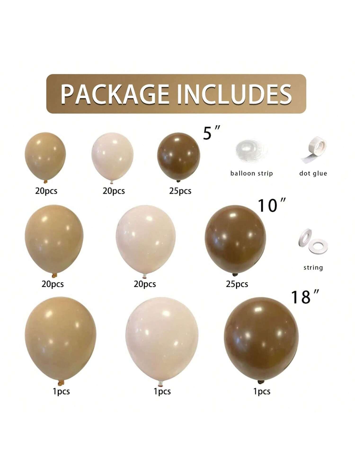Brown Balloon Garland Kit with Nude Tan Coffee Blush Neutral Balloons for Woodland Parties