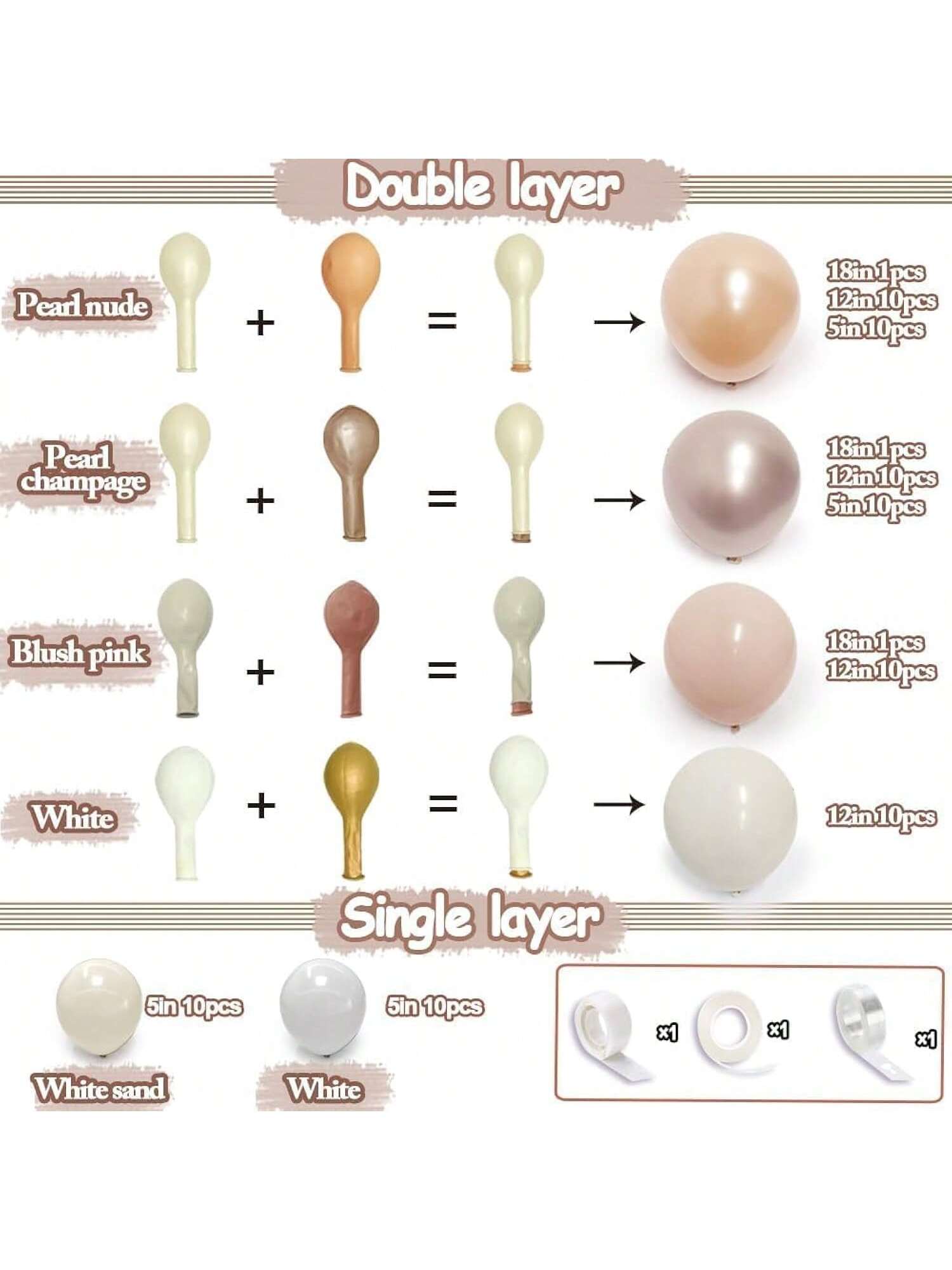 Blush Pink Balloon Garland Kit Double-Stuffed Balloons for Shower & Birthday