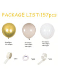 156pcs White Sand Gold Balloon Garland Kit with Chrome Gold for Wedding & Party Decor