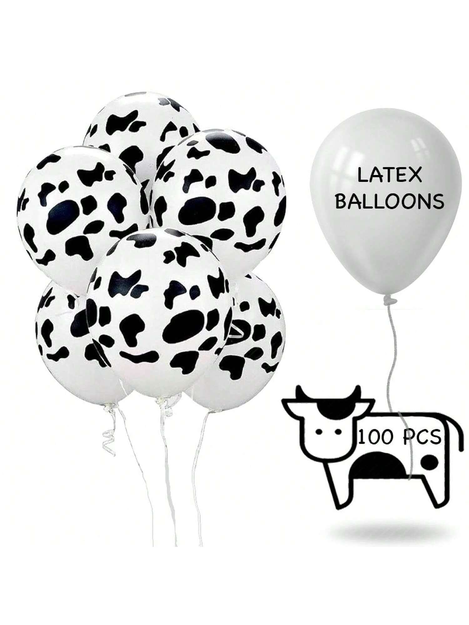 100 Pc Cow Print Balloons Funny Moo Western Theme Birthday Party Decor