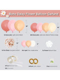 Boho Daisy Balloon Garland Kit with Pink Nude Rose Gold Confetti for Parties