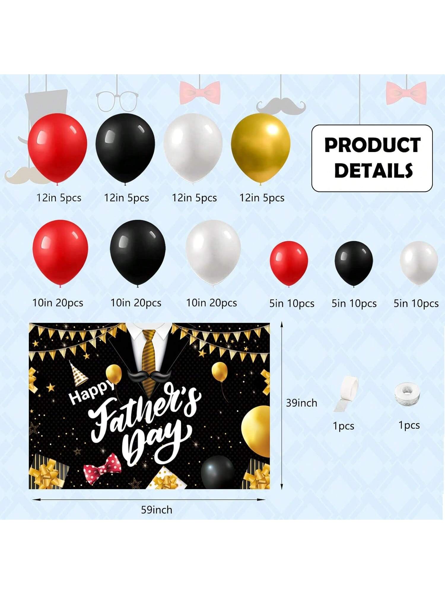 Happy Fathers Day Balloon Garland Kit Complete Decorations and Backdrop