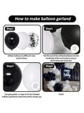 124 Pc Black and White Balloon Garland Kit with Confetti for Birthday Wedding and Party
