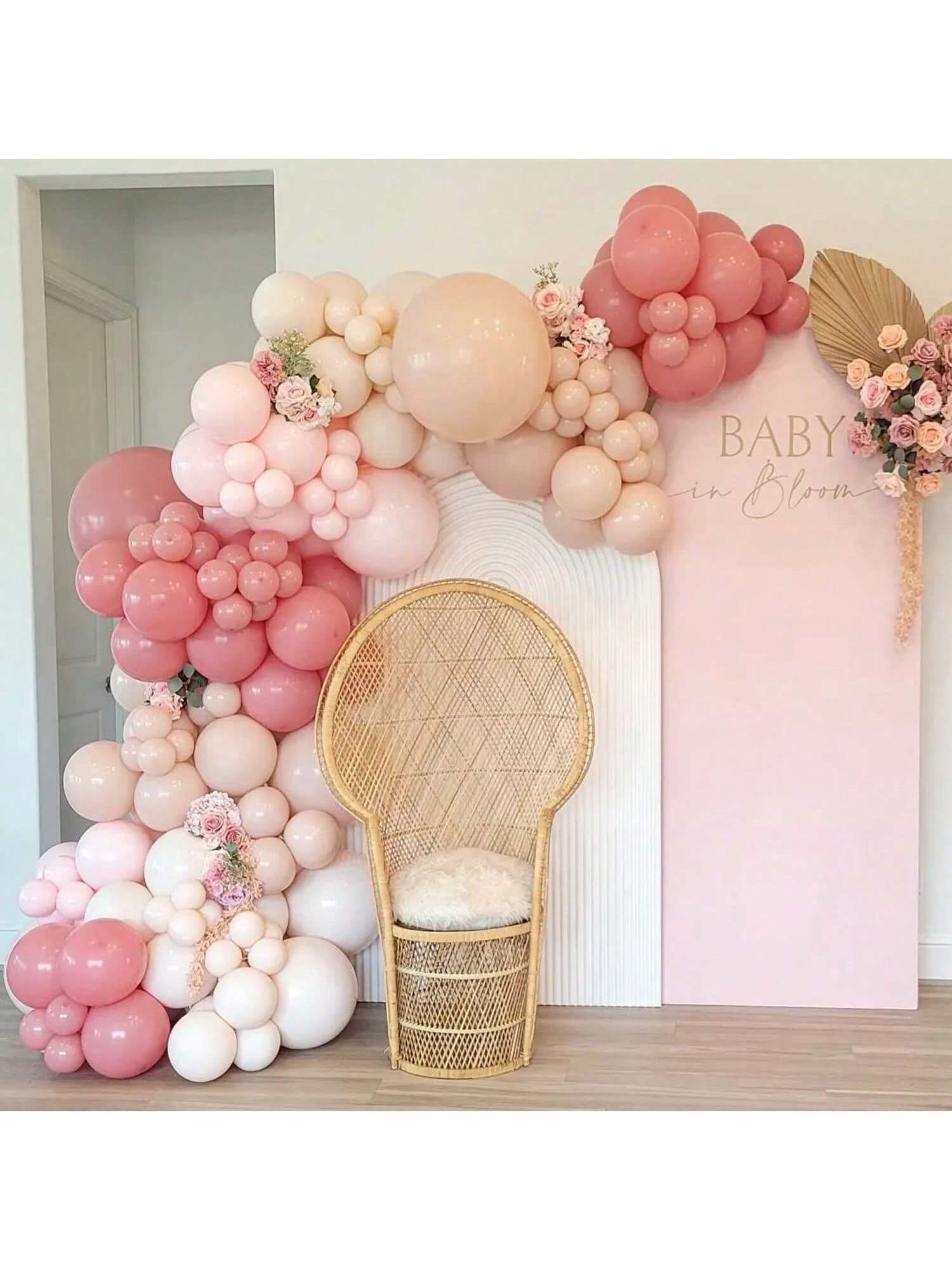 84-Piece Vintage Pink Balloon Arch for Bridal Shower, Wedding, or Birthday
