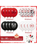 90th Birthday Balloon Set 16-Piece Red and Black for Party Decorations