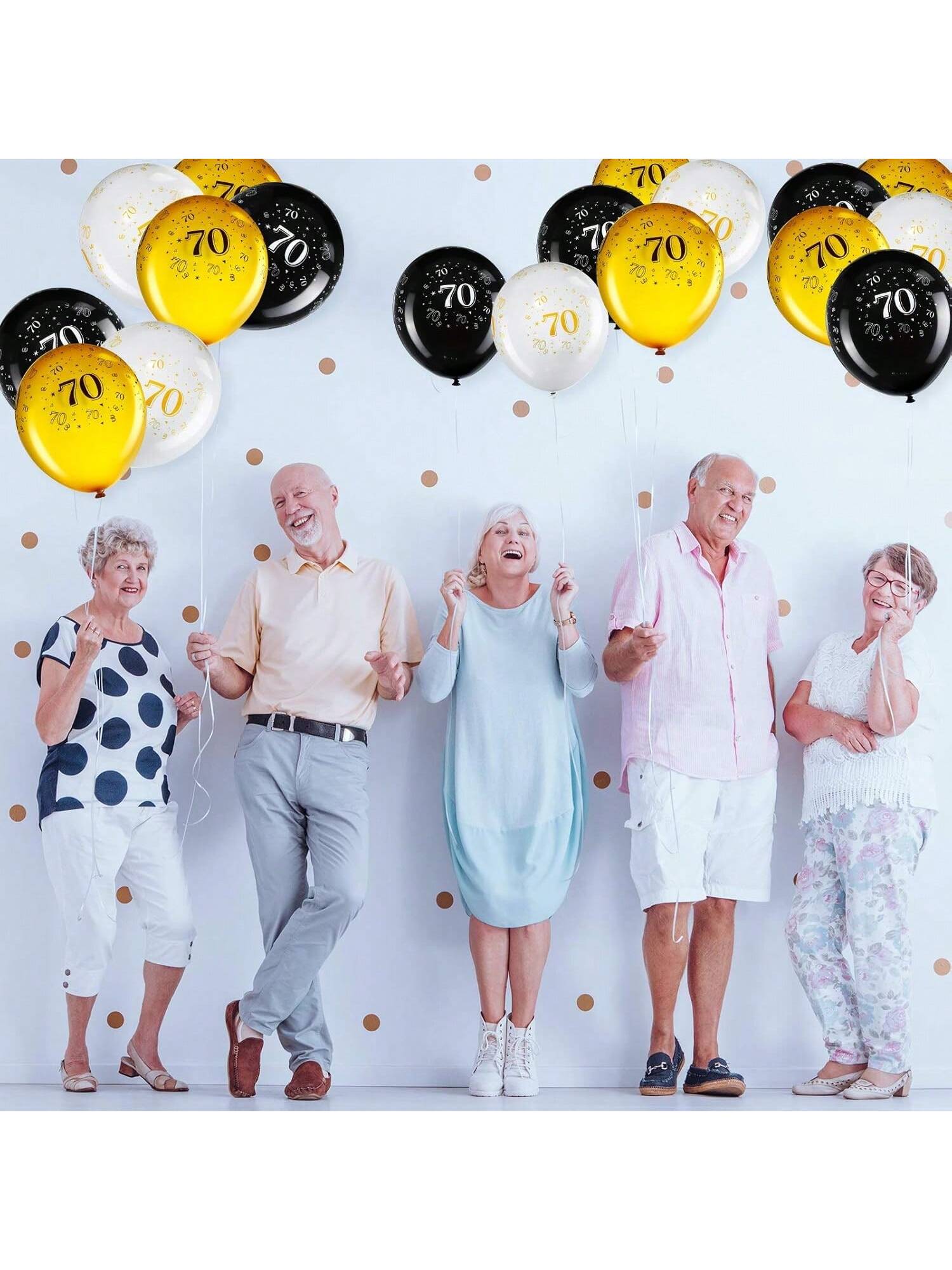 70th Birthday Balloons For Men 45 Pcs Black, Gold & White Happy 70th Birthday Balloons For Men & Women Party Decorations -