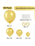 90 Pack Metallic Gold Balloons 5-18 Inch for Garland Arch and Party Decor