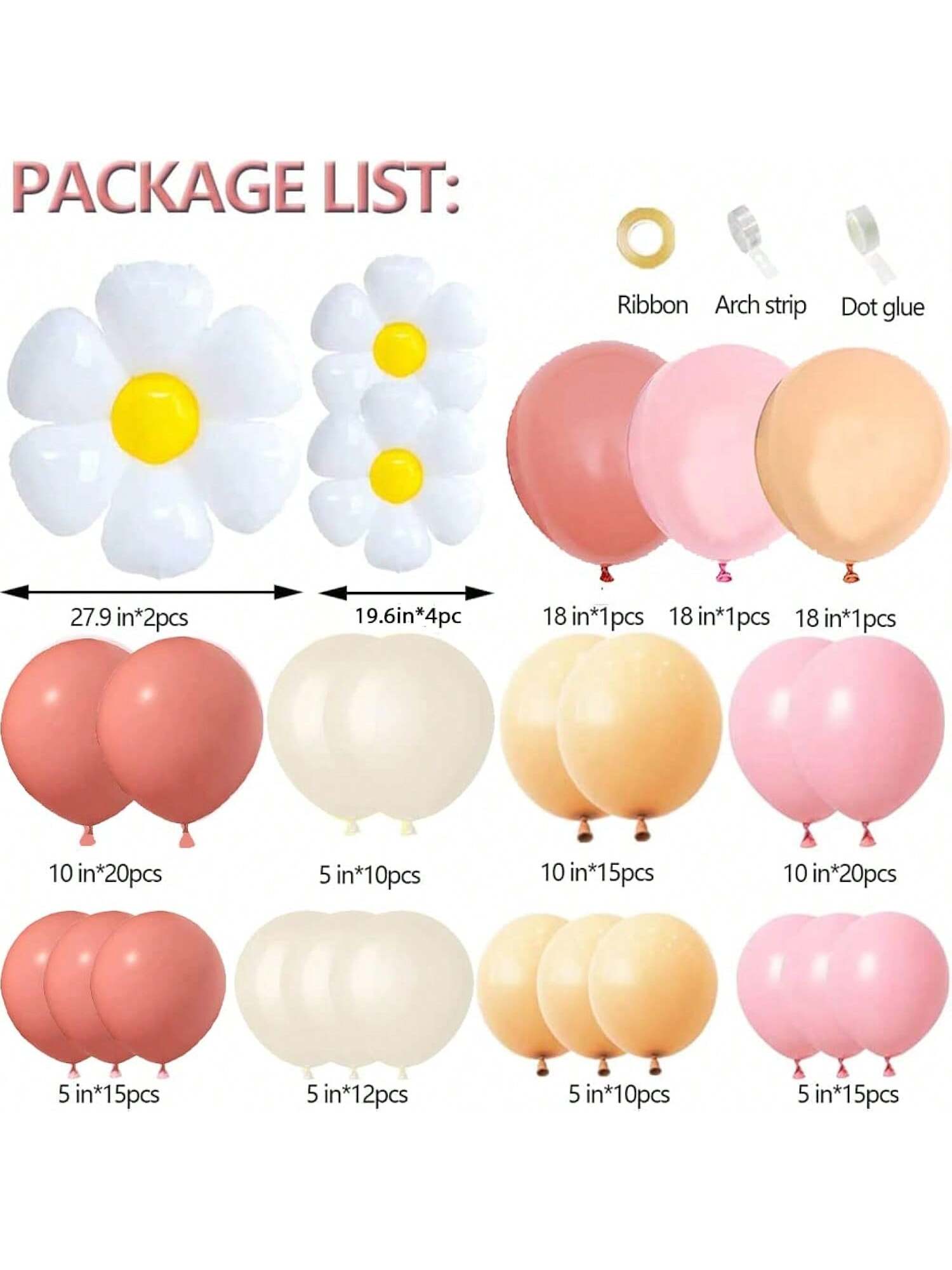 Boho Daisy Balloon Garland Nude Sand Pink with Flowers for Wedding or Party