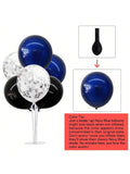 Black Blue Silver Confetti Balloon Centerpiece 4-Pack Stand Kit Decor
