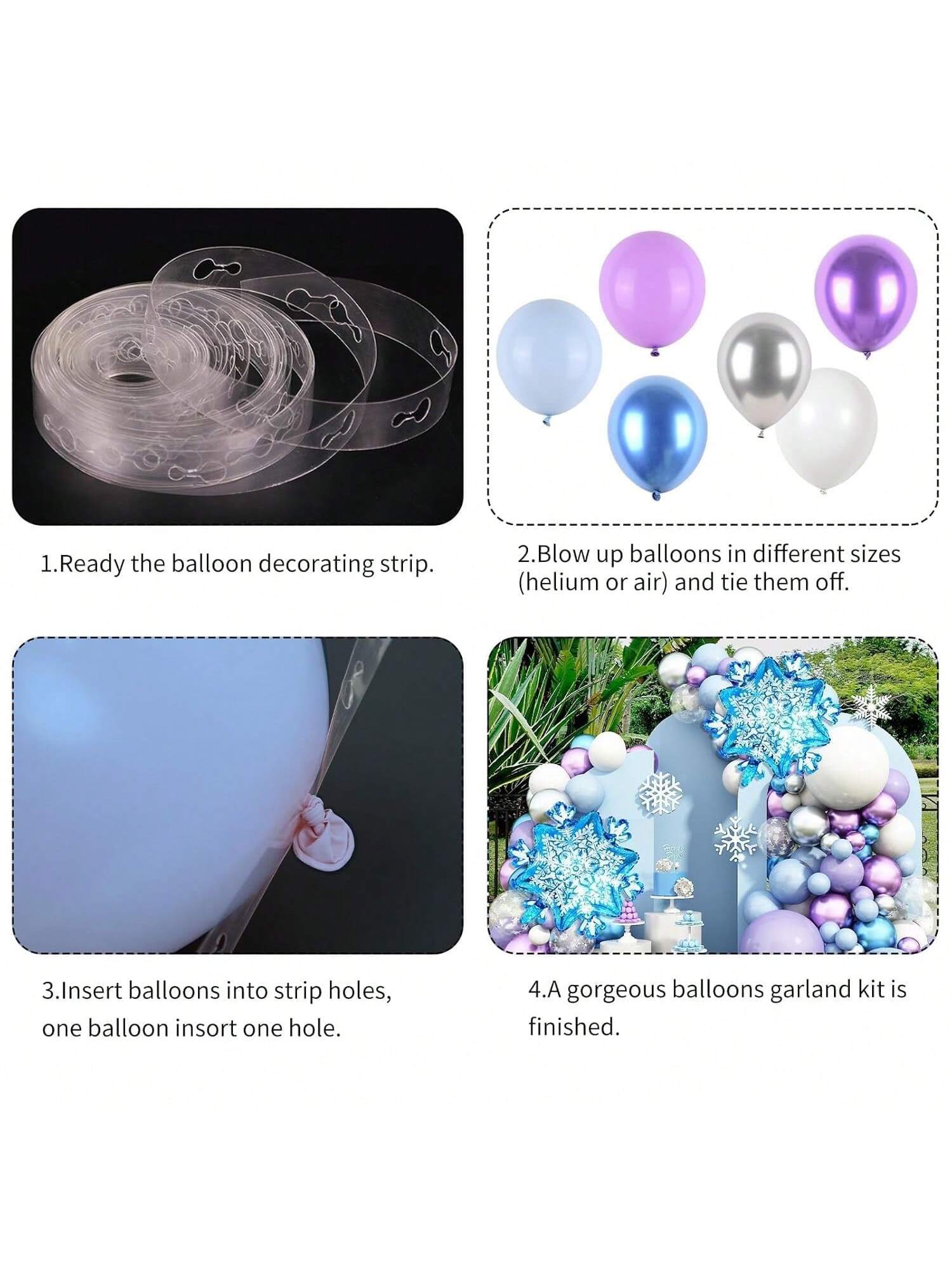 50pcs Winter Birthday Balloons 12" Snowflake Purple Blue & Silver for Winter Party