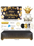 Gold Black Birthday Decorations Banner Balloons & Arch Garland for Milestones