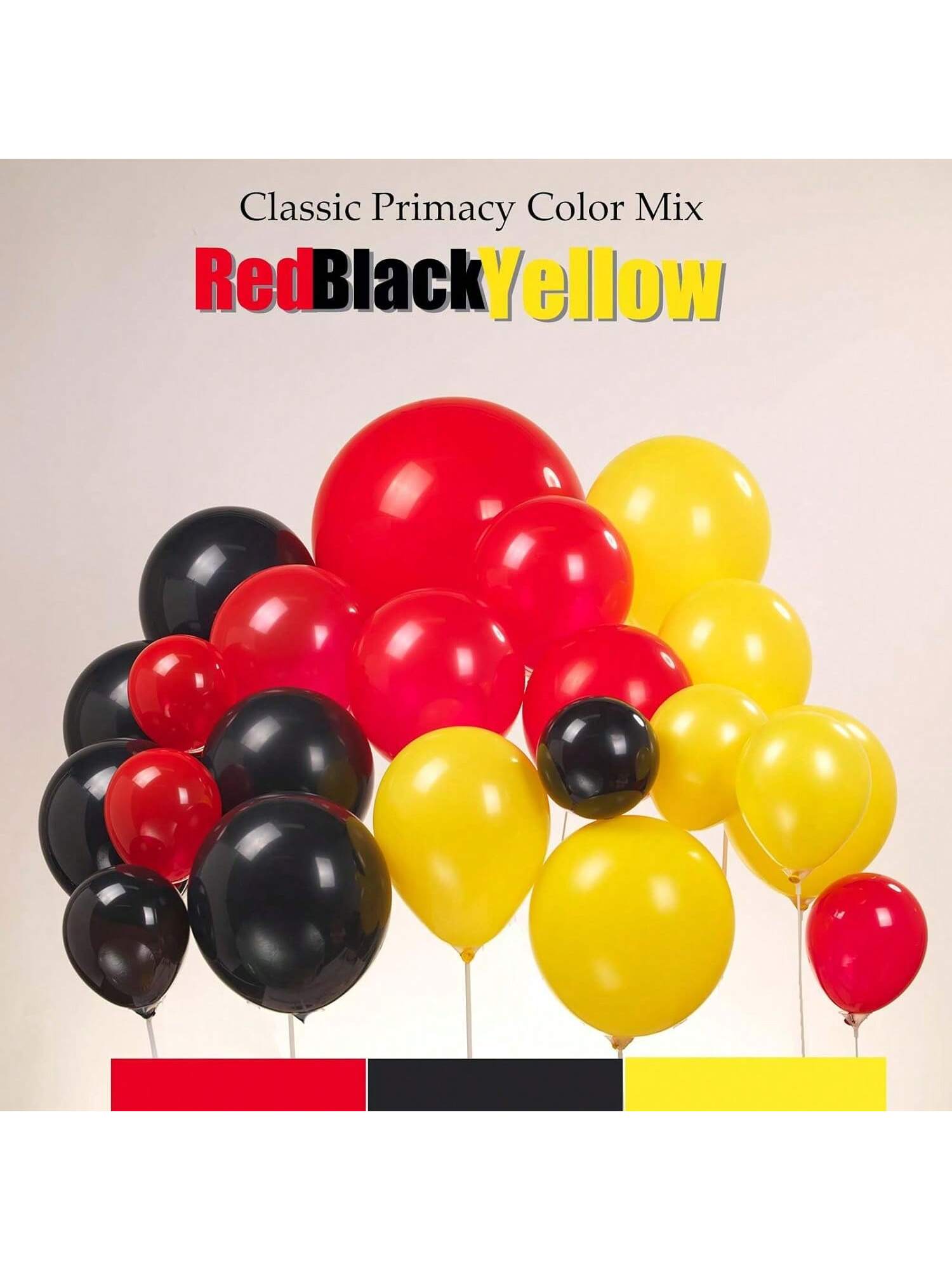 124Pc Red Black Yellow Balloon Kit Race Car Party Arch With Lightning Starburst Foils