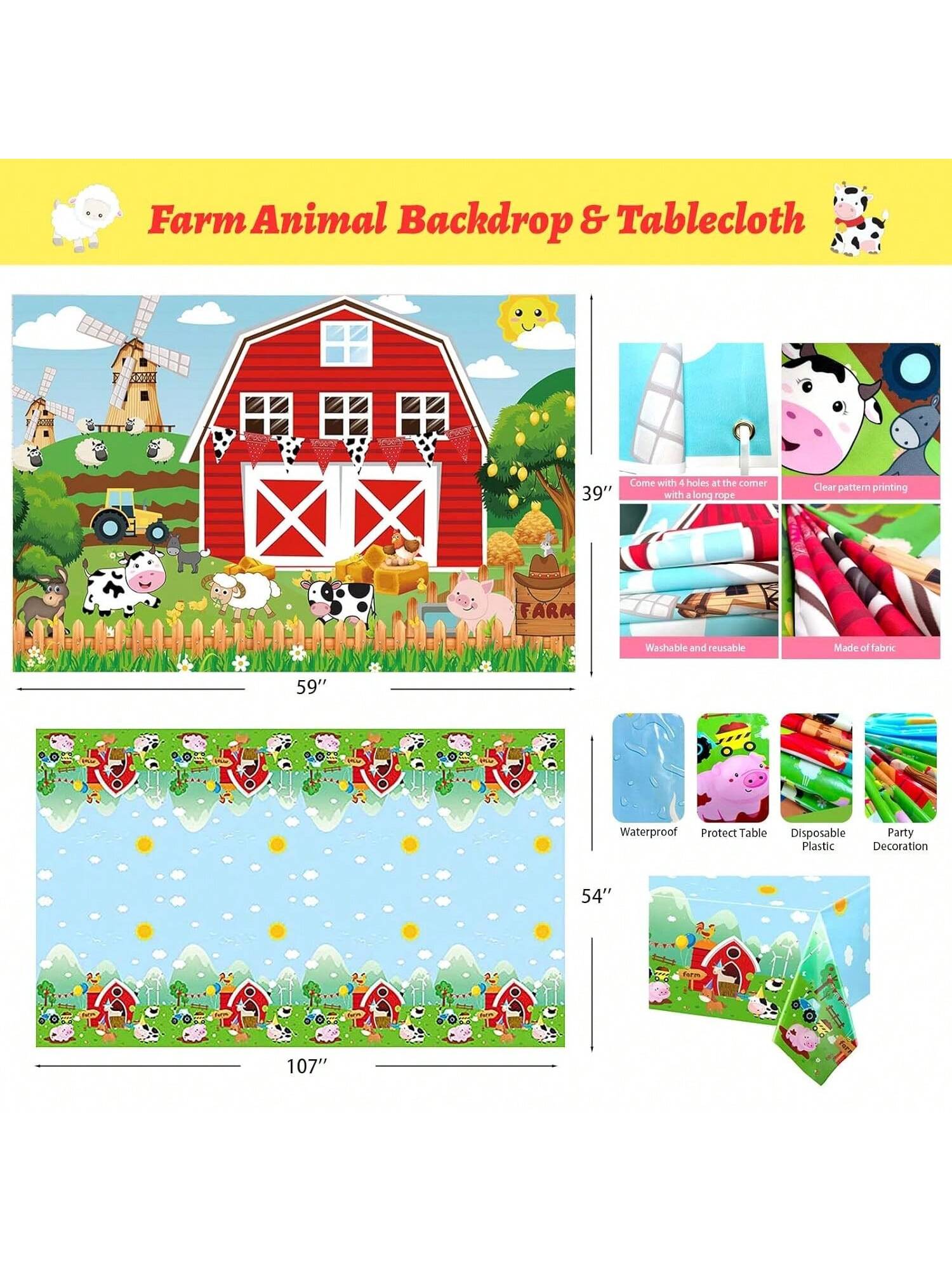 Farm Party Decorations Animal Balloon Arch Banner Cake Toppers