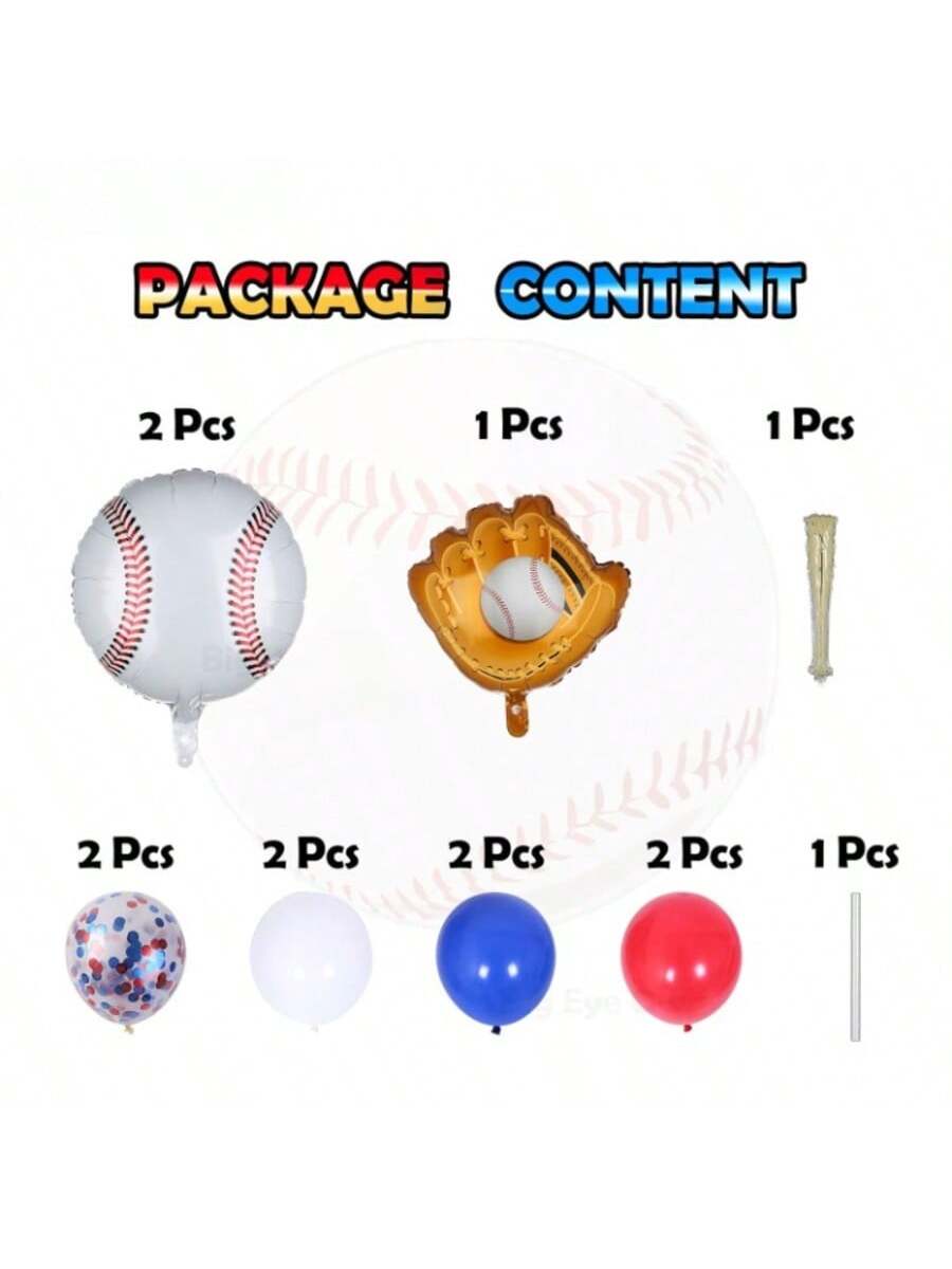 Baseball Balloon Party Kit with Glove, Bat, and Ball Foils for Birthday or Shower