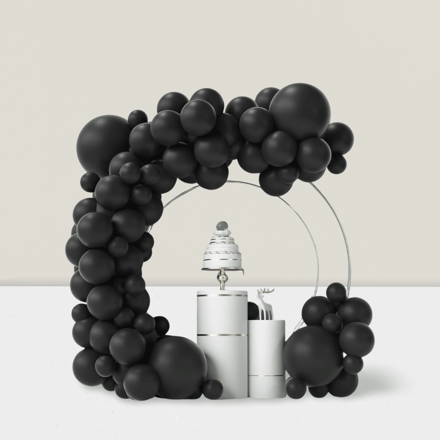 84-Pc Black Balloon Arch Kit Matte Latex 5, 12, 18-Inch for Party or Wedding Decor