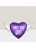 Miss You Bro Sympathy Balloon with Purple Angel Wings and Heart Design