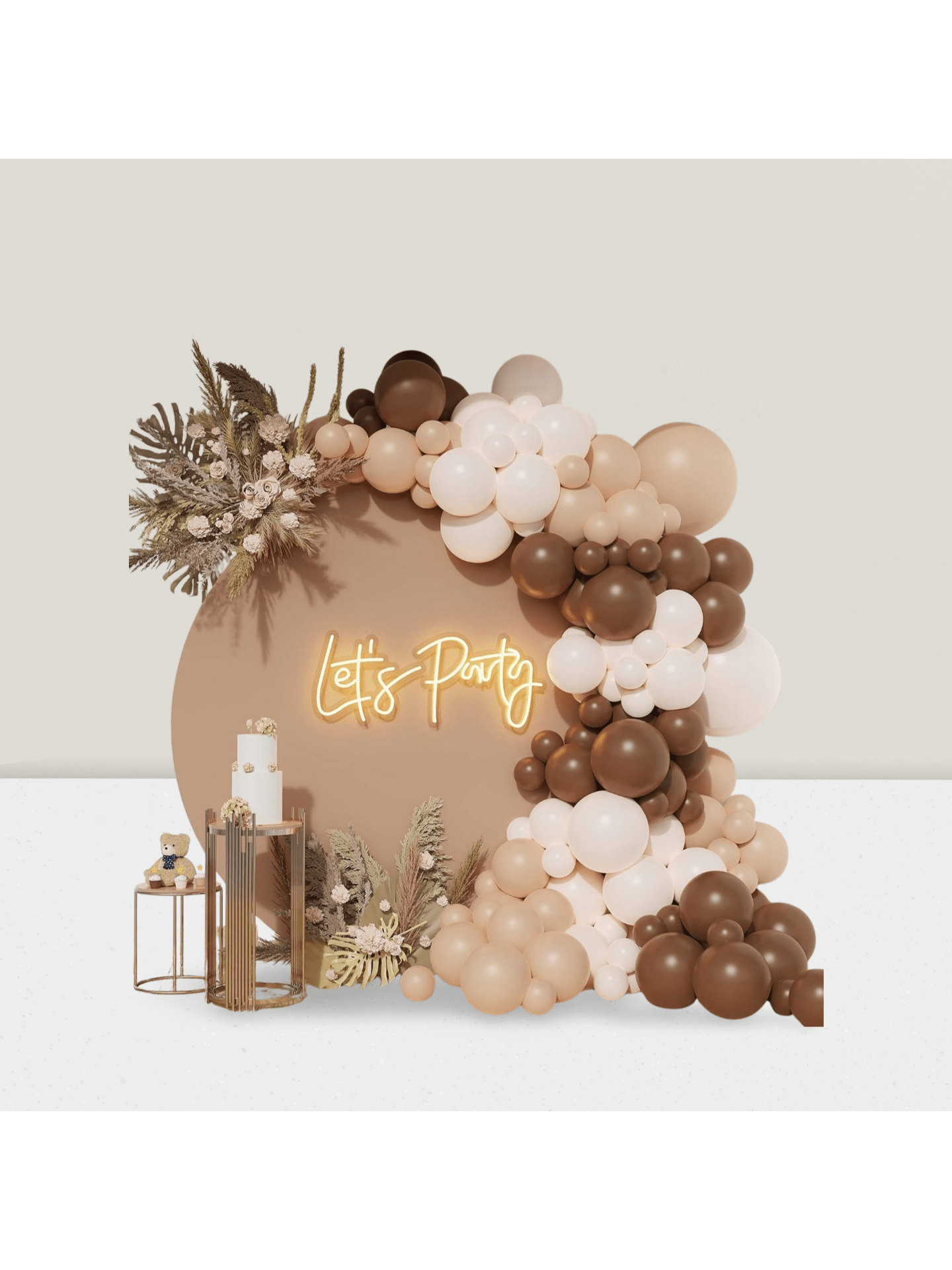 Brown Balloon Garland Kit with Nude Tan Coffee Blush Neutral Balloons for Woodland Parties
