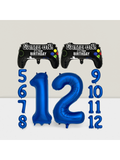 Navy Blue Video Game Party Supplies for 12th Birthday with Number 12 Balloon