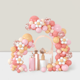 Boho Daisy Balloon Garland Kit with Pink Nude Rose Gold Confetti for Parties