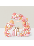 Boho Daisy Balloon Garland Kit with Pink Nude Rose Gold Confetti for Parties