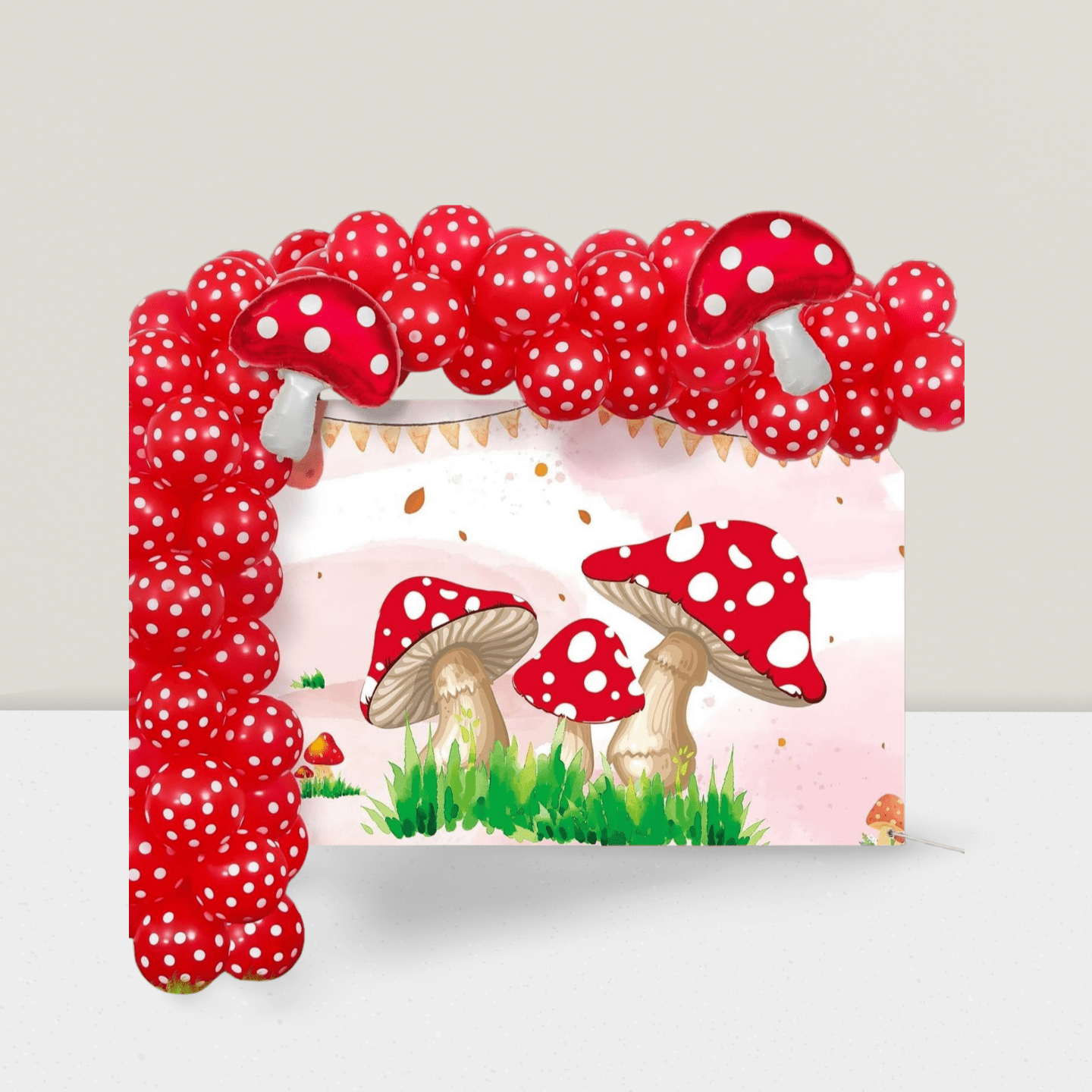 55pcs Red White Mushroom Party Decorations Balloon Garland Arch for Kids