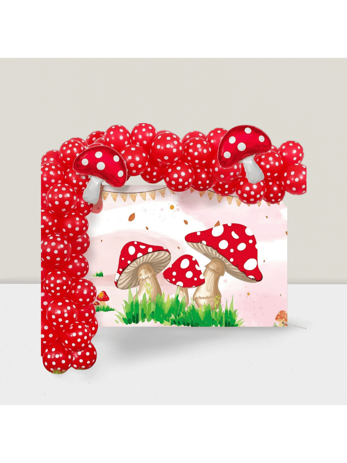 55pcs Red White Mushroom Party Decorations Balloon Garland Arch for Kids