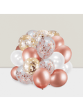 60 Pc Rose Gold Balloon Set with Confetti White and Ribbon for Bridal Shower