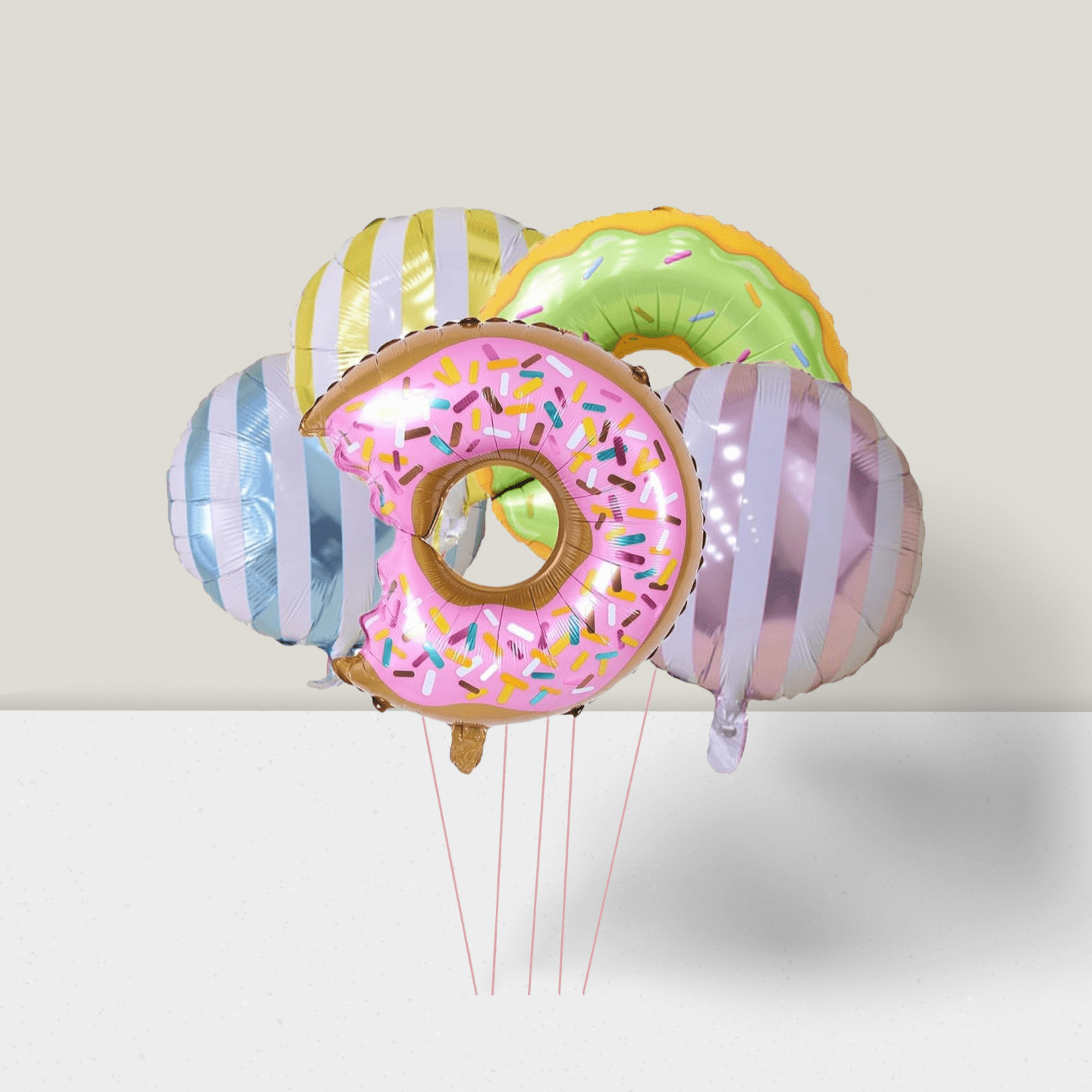 6-Piece Large Donut Foil Balloons for Birthday or Wedding Decorations