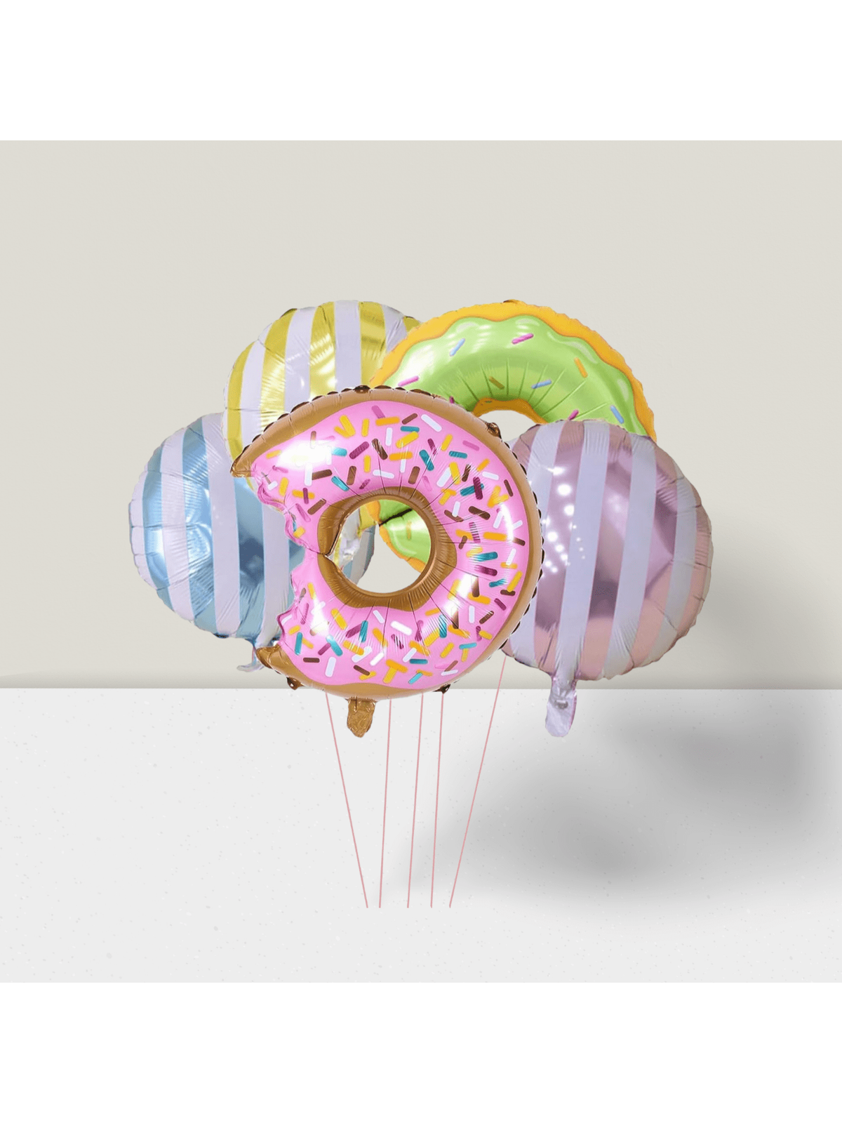 6-Piece Large Donut Foil Balloons for Birthday or Wedding Decorations