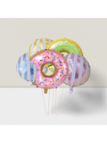6-Piece Large Donut Foil Balloons for Birthday or Wedding Decorations