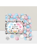 Cow Gender Reveal Balloon Garland Pink & Blue with Backdrop & Foil Balloon