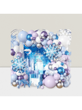 50pcs Winter Birthday Balloons 12" Snowflake Purple Blue & Silver for Winter Party