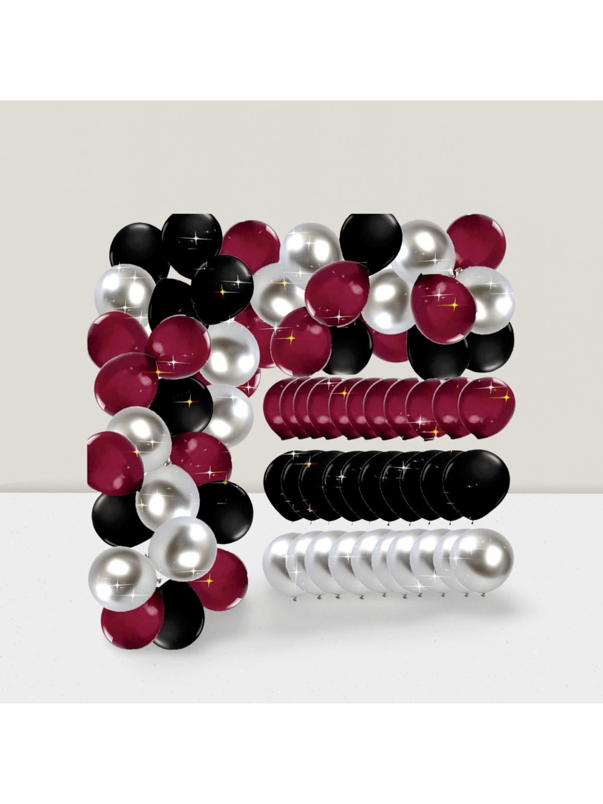 45-Piece Burgundy and Silver Balloons for Graduation Birthday and Party Decor