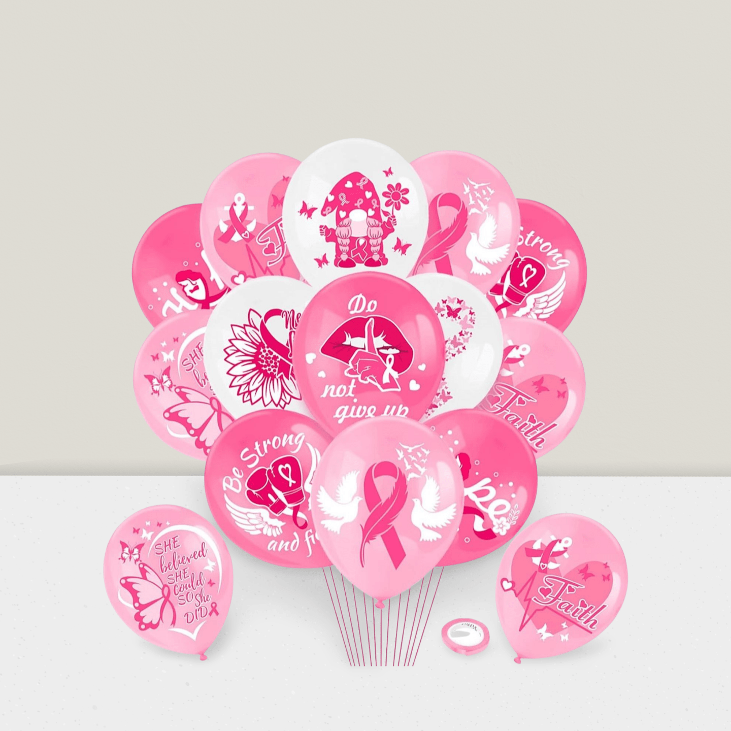 Breast Cancer Awareness Latex Balloons Hope Strength Courage Faith Decorations