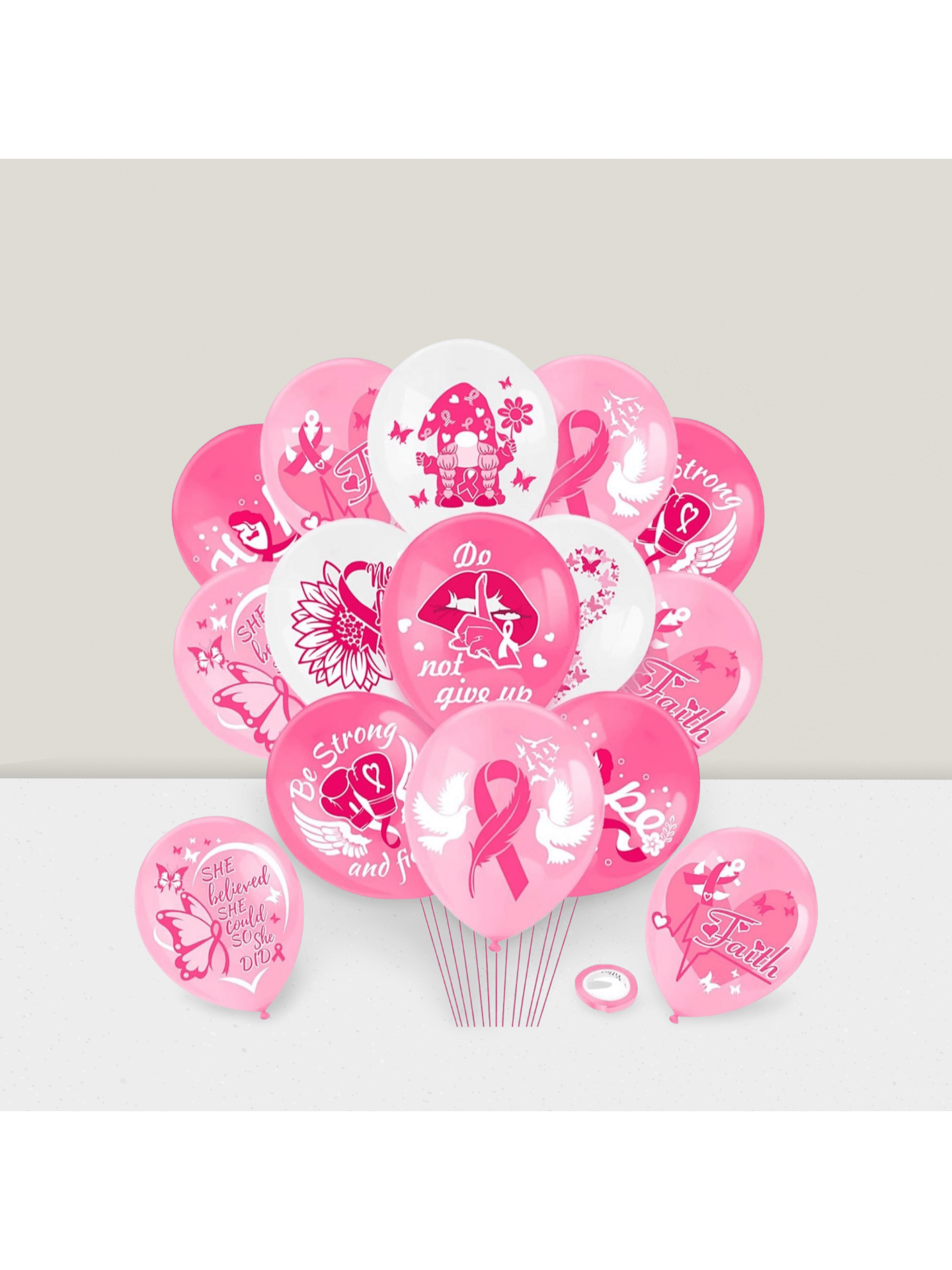 Breast Cancer Awareness Latex Balloons Hope Strength Courage Faith Decorations
