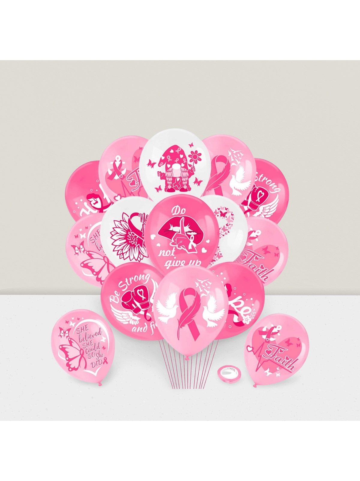 Breast Cancer Awareness Latex Balloons Hope Strength Courage Faith Decorations