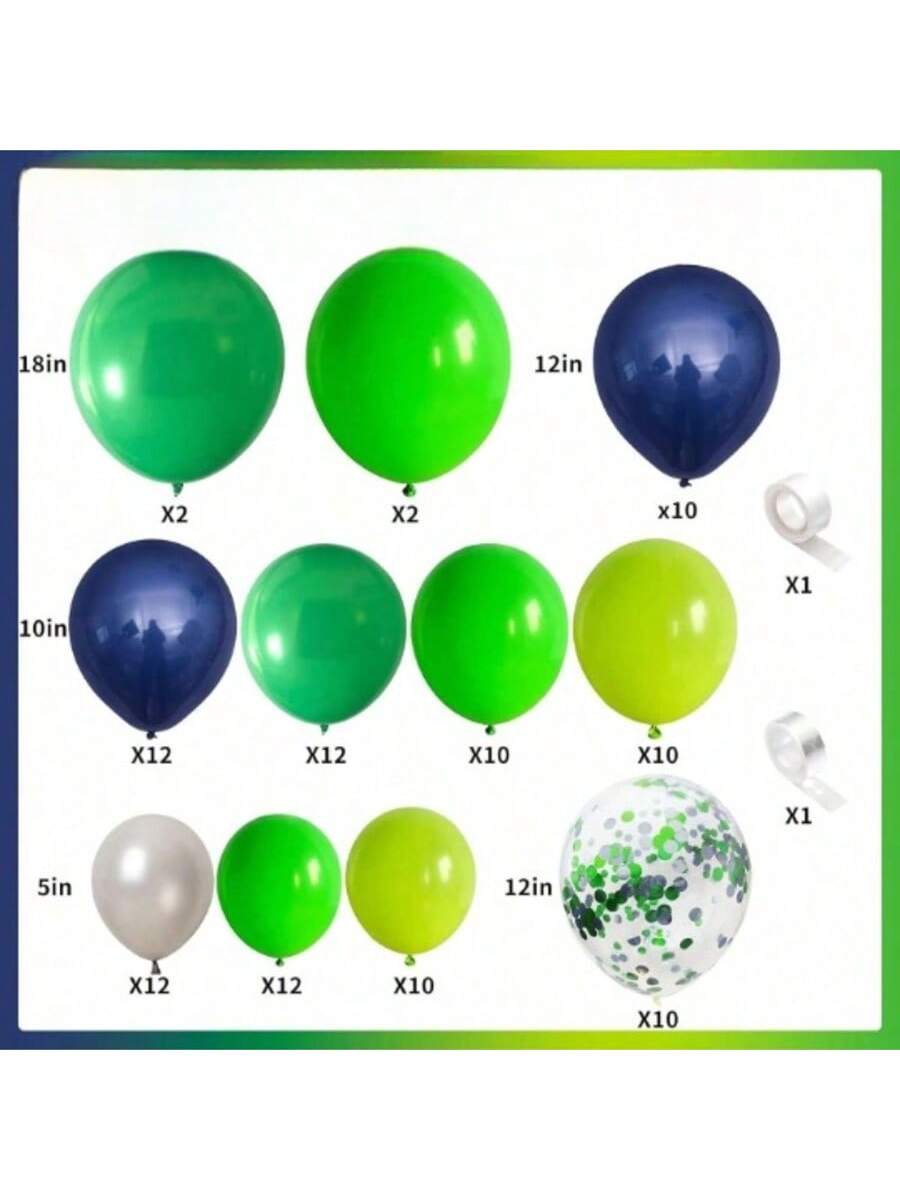 100pc Blue Green Balloon Arch Kit for Jungle, Dino, or Game Party