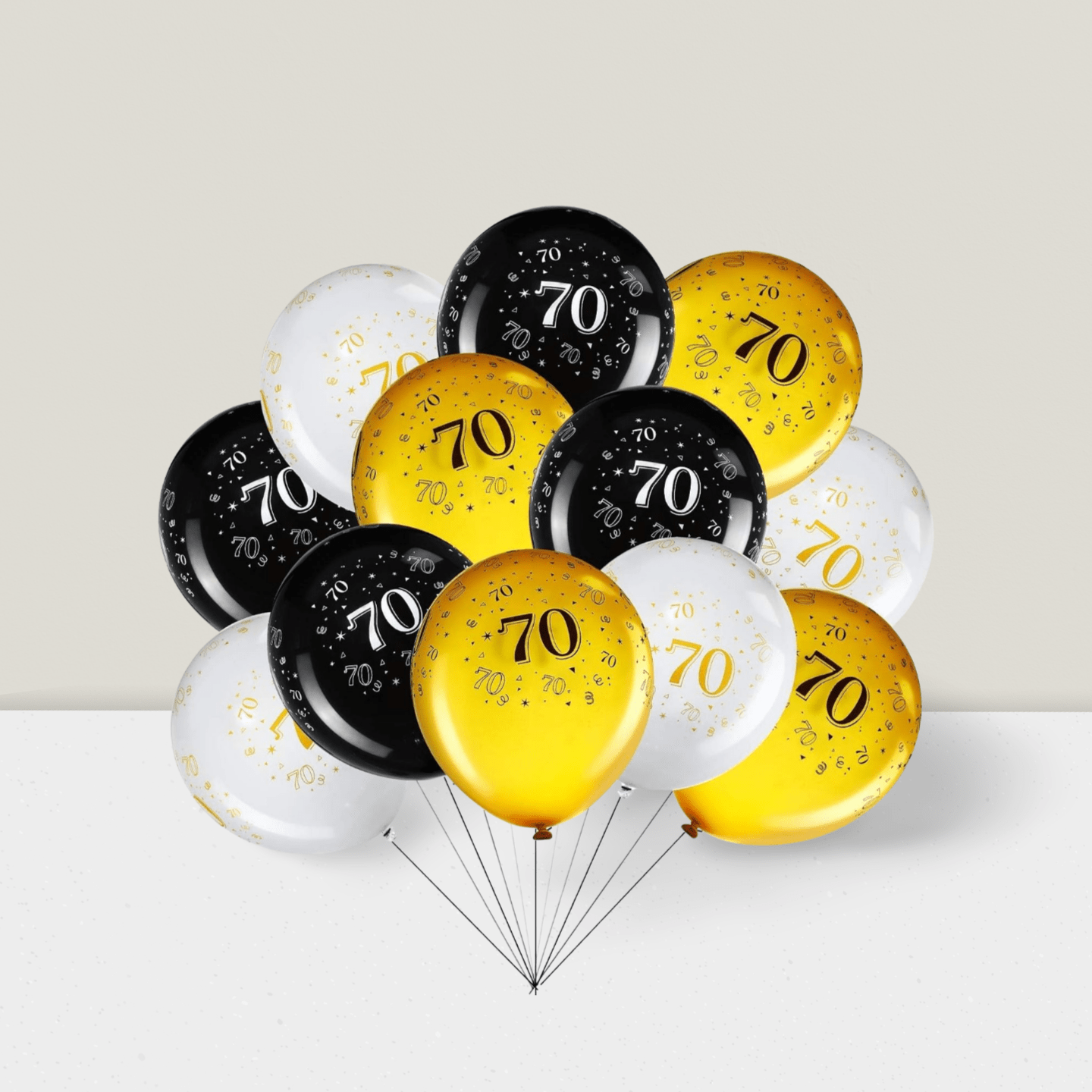 70th Birthday Balloons For Men 45 Pcs Black, Gold & White Happy 70th Birthday Balloons For Men & Women Party Decorations -