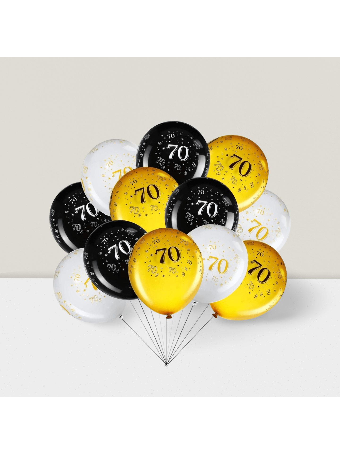 70th Birthday Balloons For Men 45 Pcs Black, Gold & White Happy 70th Birthday Balloons For Men & Women Party Decorations -
