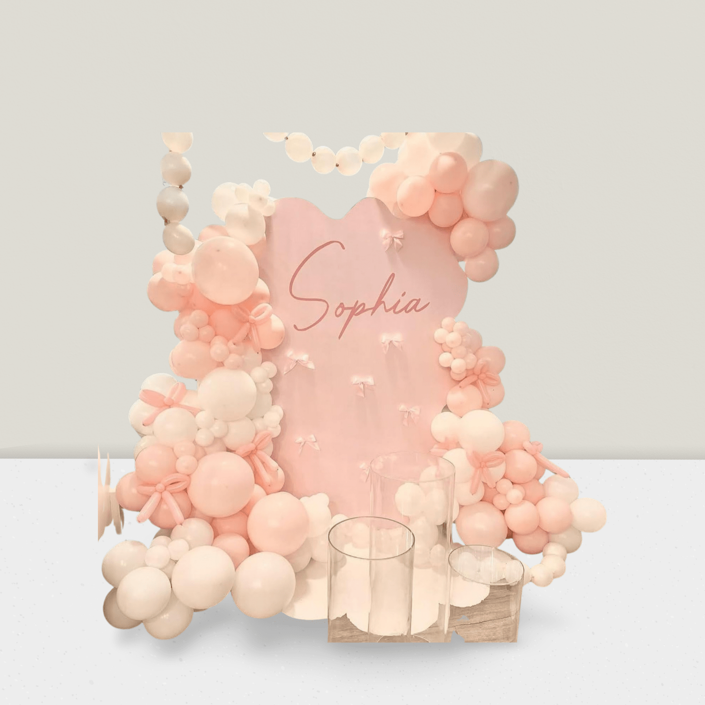 114pc Coquette Pink Bow Balloon Kit with Pastel Pink White Garland for Parties