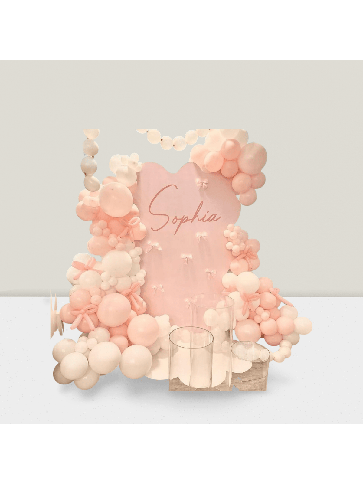 114pc Coquette Pink Bow Balloon Kit with Pastel Pink White Garland for Parties
