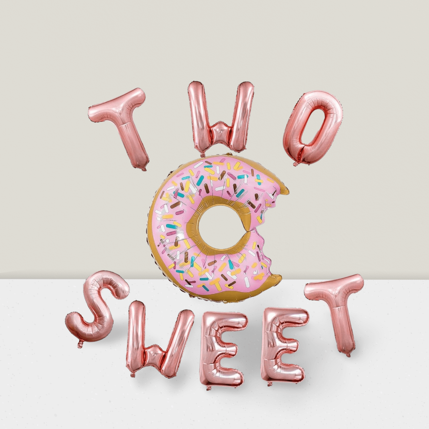 Donut Party Supplies 23 Inch Pink Donut Foil Balloon with Rose Gold Letters for 2nd Birthday