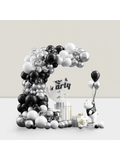 120-Pc Black and Silver Balloon Kit with Confetti Arch for Graduation, Wedding, or Shower