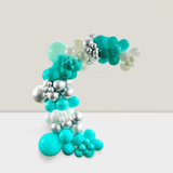 132Pc Teal Silver Balloon Arch Kit Blue, White Balloons For Shower, Wedding, Or Birthday