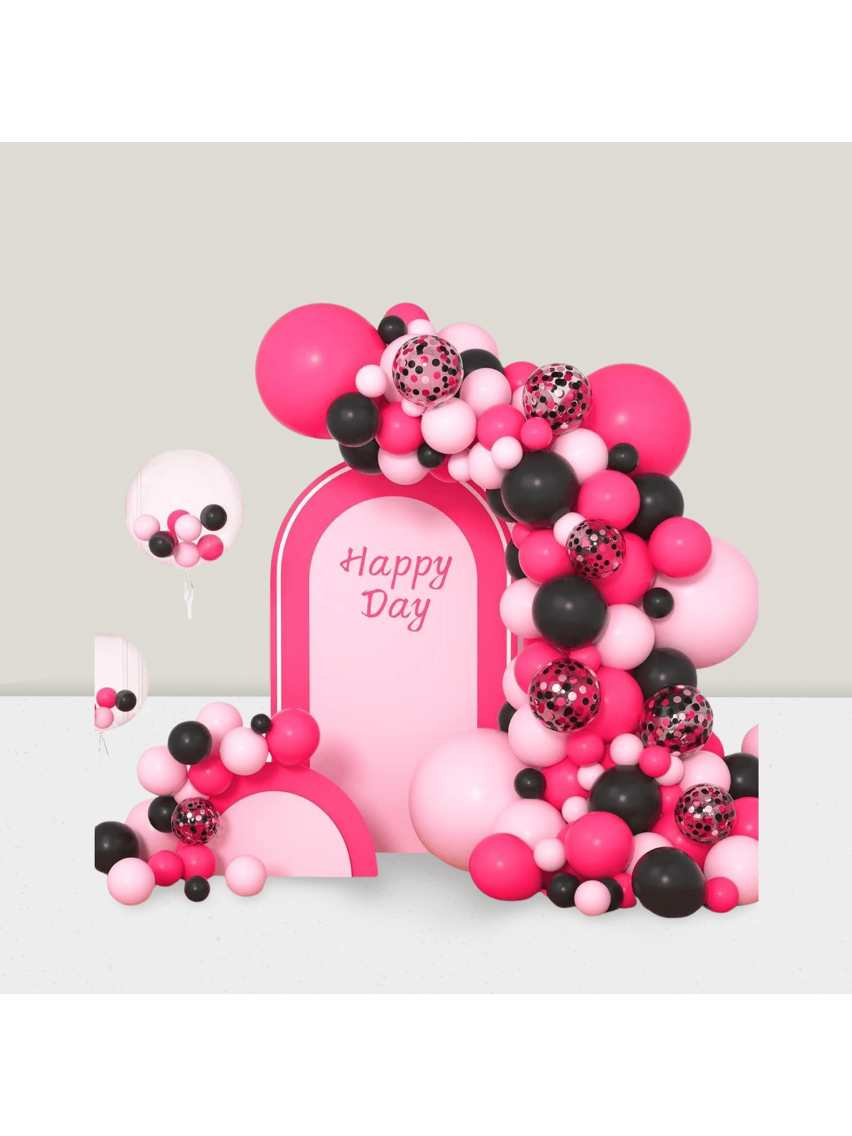 Hot Pink and Black Balloon Garland Kit Rose Red Black Pink for Birthday and Party