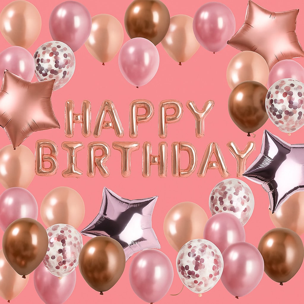Rose Gold Birthday Balloon Kit Pink & Gold Balloons For Women's Birthday Party Decor
